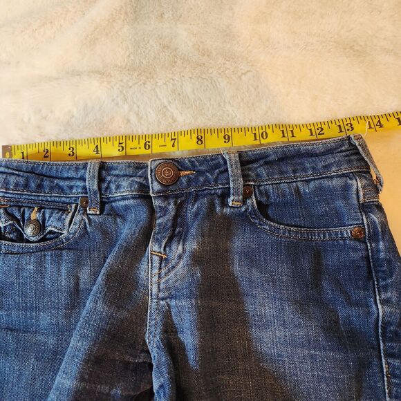 True Religion Girls Blue Jean Denim Cut Off Dolly Shorts Size 10 Distressed - Picture 7 of 10